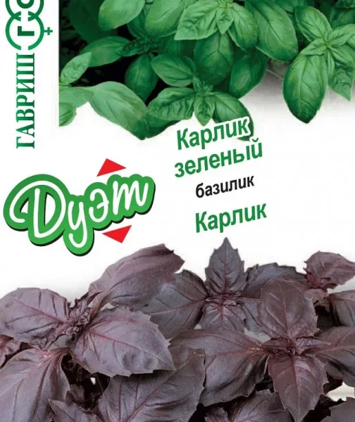 ГАВРИШ БАЗИЛИК КАРЛИК 0,1 Г+КАРЛИК ЗЕЛЕНЫЙ 0,1 Г СЕРИЯ ДУЭТ Н20
