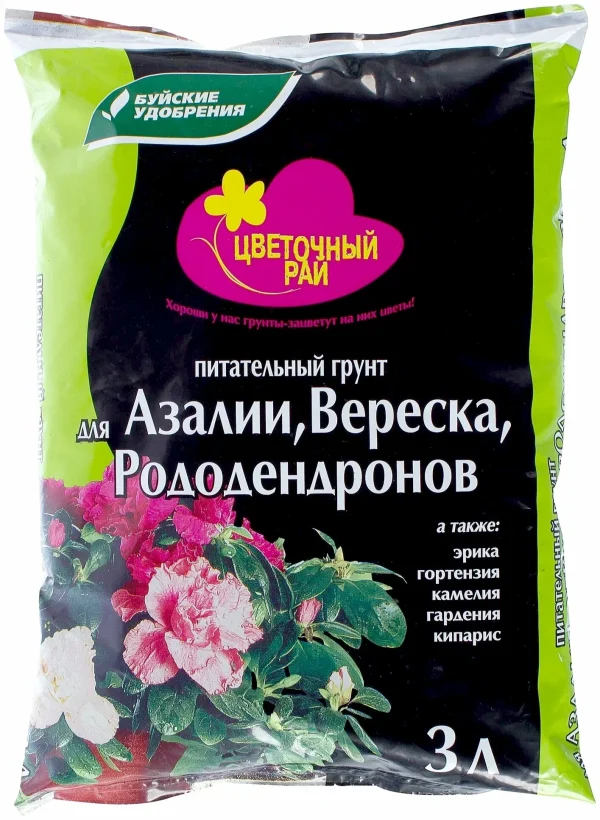 ГРУНТ БУЙ ЦВЕТОЧНЫЙ РАЙ ДЛЯ АЗАЛИИ, ВЕРЕСКА И РОДОДЕНДРОНОВ 3Л /6/