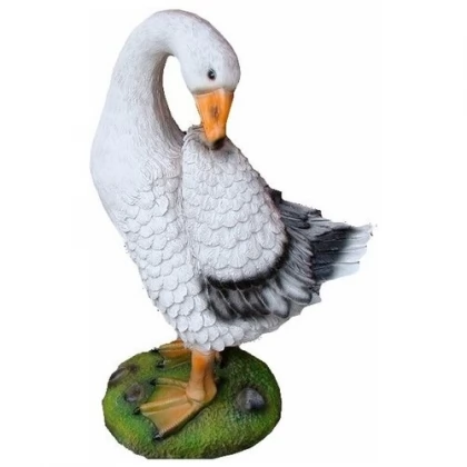 ФИГУРА ГУСЬ ЧИСТИТ ПЕРЬЯ L28W18H43СМ 626197/F423
