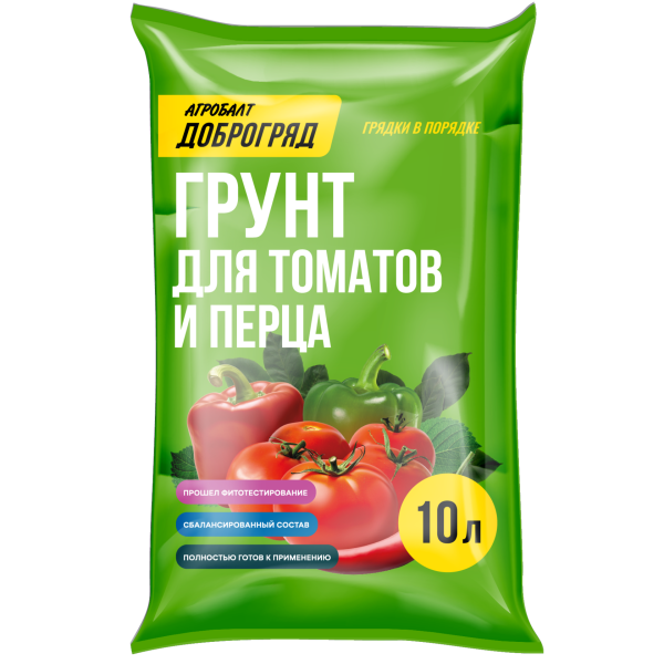 ГРУНТ АГРОБАЛТ ДОБРОГРЯД ДЛЯ ТОМАТОВ И ПЕРЦЕВ 10Л