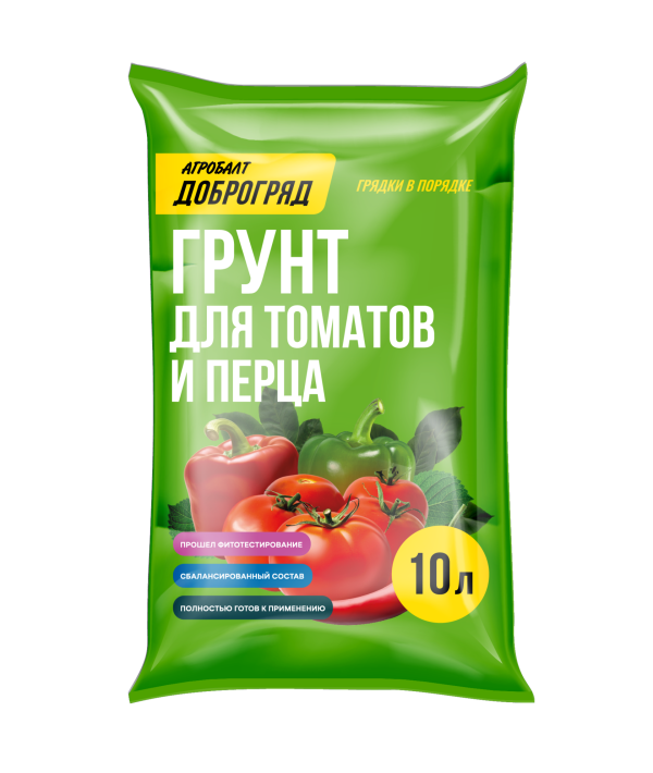 ГРУНТ АГРОБАЛТ ДОБРОГРЯД ДЛЯ ТОМАТОВ И ПЕРЦЕВ 10Л