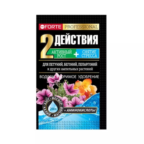 УД БОНА ФОРТЕ ВОДОРАСТВ. ДЛЯ ПЕТУНИЙ, БЕГОНИЙ, ПЕЛАРГОНИЙ И ДР.АМПЕЛЬНЫХ С А/К 100Г/10ШТ/30
