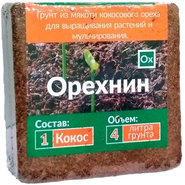 СУБСТРАТ ОРЕХНИН-1 КОКОСОВЫЙ БРИКЕТ 380ГР (4Л) 40ШТ NEKURA