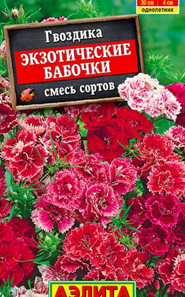 АЭЛИТА ГВОЗДИКА ЭКЗОТИЧЕСКИЕ БАБОЧКИ, СМЕСЬ СОРТОВ Ц/П 0,1 г