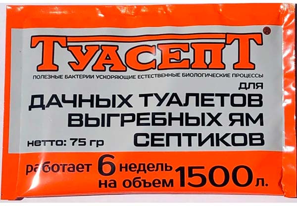 БИООЧИСТИТЕЛЬ ТУАСЕПТ 75ГР  Д/ВЫГР.ЯМ,СЕПТИКОВ И ДАЧНЫХ ТУАЛ. 36ШТ